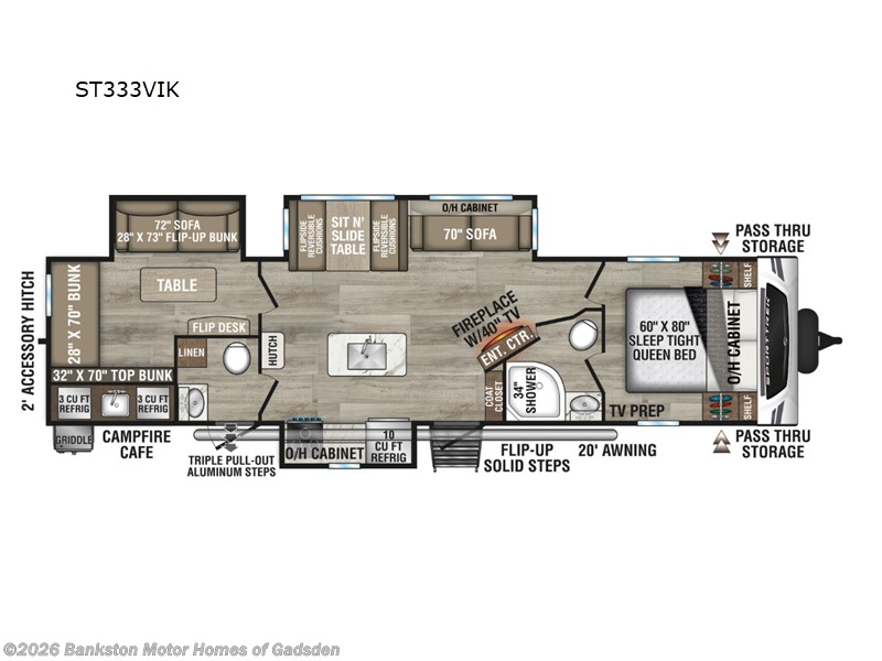 2026 Venture RV SportTrek ST333VIK - New Travel Trailer For Sale by Bankston Motor Homes of Gadsden in Attalla, Alabama features Slideout