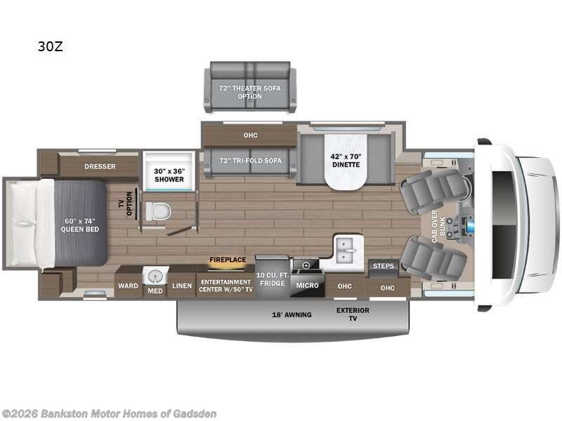 2026 Entegra Coach Odyssey 30Z - New Class C For Sale by Bankston Motor Homes of Gadsden in Attalla, Alabama features Slideout