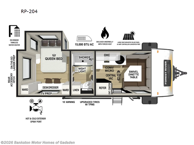 2026 Forest River R Pod RP-204 - New Travel Trailer For Sale by Bankston Motor Homes of Gadsden in Attalla, Alabama features Slideout