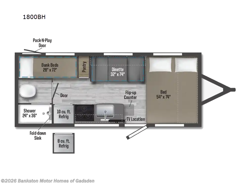 2026 Winnebago Micro Minnie 1800BH - New Travel Trailer For Sale by Bankston Motor Homes of Gadsden in Attalla, Alabama