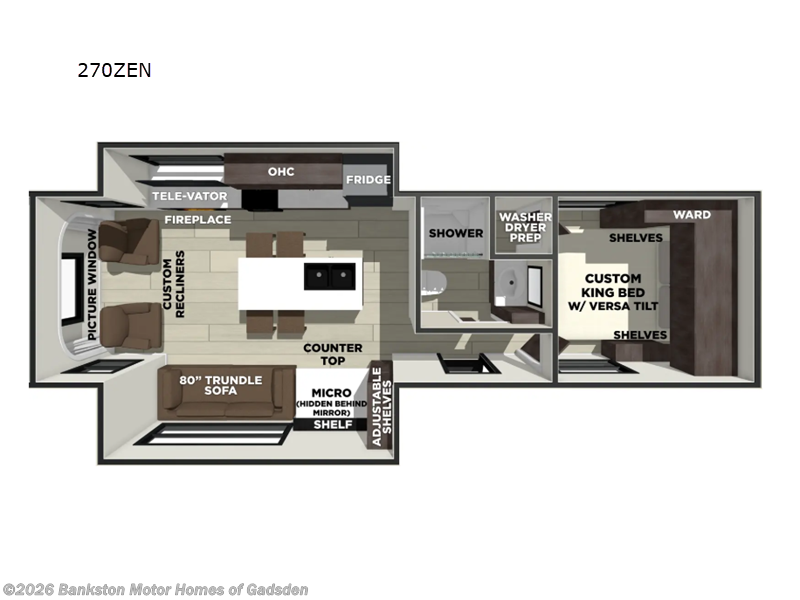2026 Forest River Wildwood 270ZEN - New Travel Trailer For Sale by Bankston Motor Homes of Gadsden in Attalla, Alabama features Slideout