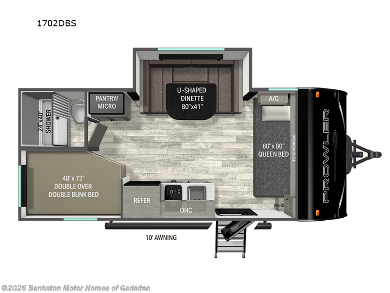 2026 Heartland Prowler 1702DBS - New Travel Trailer For Sale by Bankston Motor Homes of Gadsden in Attalla, Alabama features Slideout