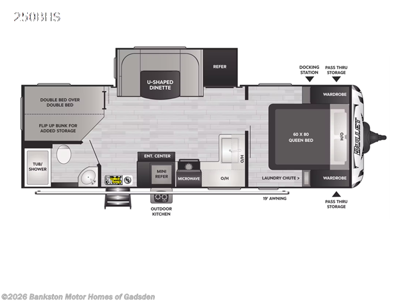 2022 Keystone Bullet 250BHS - Used Travel Trailer For Sale by Bankston Motor Homes of Gadsden in Attalla, Alabama features Slideout