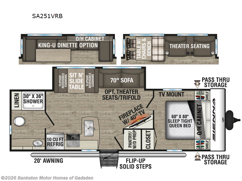 2026 Venture RV Sienna SA251VRB - New Travel Trailer For Sale by Bankston Motor Homes of Gadsden in Attalla, Alabama features Slideout
