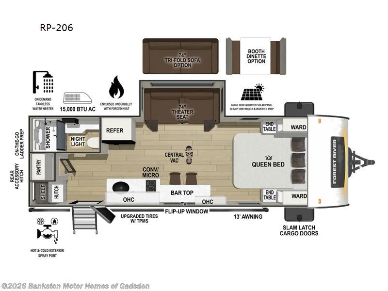 2026 Forest River R Pod RP-206 - New Travel Trailer For Sale by Bankston Motor Homes of Gadsden in Attalla, Alabama features Slideout