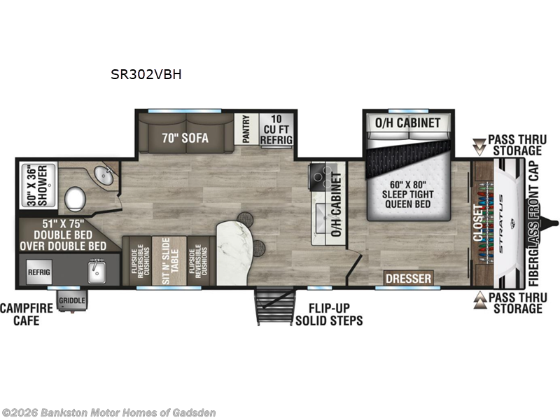 2026 Venture RV Stratus SR302VBH - New Travel Trailer For Sale by Bankston Motor Homes of Gadsden in Attalla, Alabama features Slideout