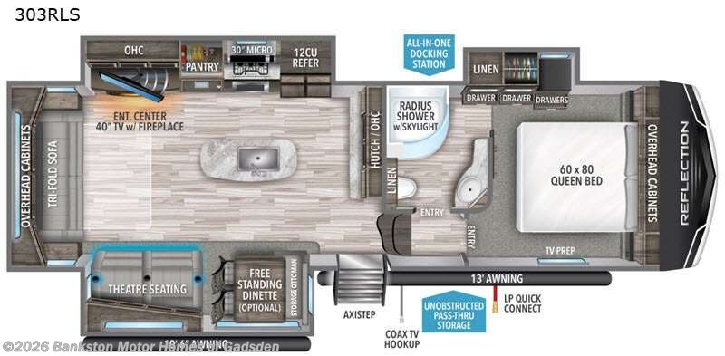 2021 Grand Design Reflection 303RLS - Used Fifth Wheel For Sale by Bankston Motor Homes of Gadsden in Attalla, Alabama features Slideout