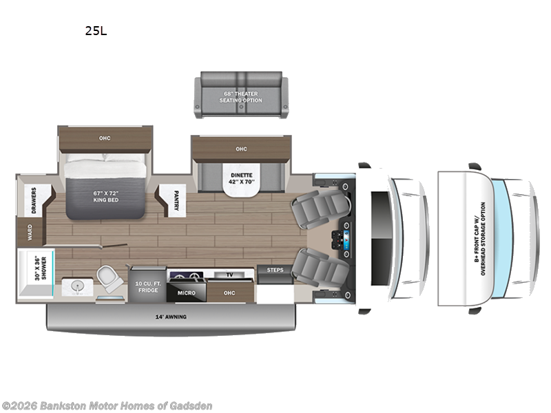 2026 Entegra Coach Qwest 25L - New Class C For Sale by Bankston Motor Homes of Gadsden in Attalla, Alabama features Slideout