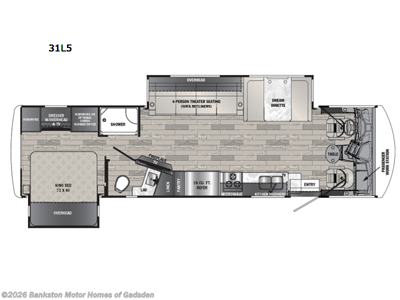 2021 Forest River Georgetown 5 Series 31L5 - Used Class A For Sale by Bankston Motor Homes of Gadsden in Attalla, Alabama features Slideout