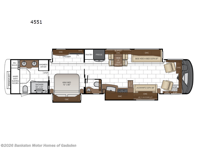 2026 Newmar London Aire 4551 - New Class A For Sale by Bankston Motor Homes of Gadsden in Attalla, Alabama features Slideout