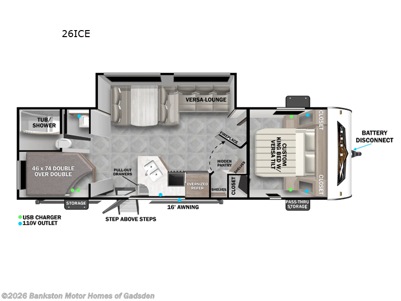 2025 Forest River Wildwood X-Lite 26ICE - New Travel Trailer For Sale by Bankston Motor Homes of Gadsden in Attalla, Alabama features Slideout