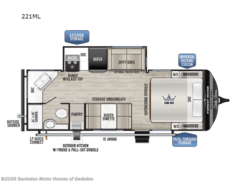 2026 East to West Della Terra 221ML - New Travel Trailer For Sale by Bankston Motor Homes of Gadsden in Attalla, Alabama features Slideout