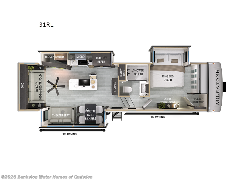 2026 Heartland Milestone 31RL - New Fifth Wheel For Sale by Bankston Motor Homes of Gadsden in Attalla, Alabama features Slideout