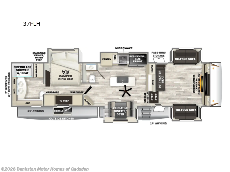2026 Forest River Cherokee Sabre 37FLH - New Fifth Wheel For Sale by Bankston Motor Homes of Gadsden in Attalla, Alabama features Slideout