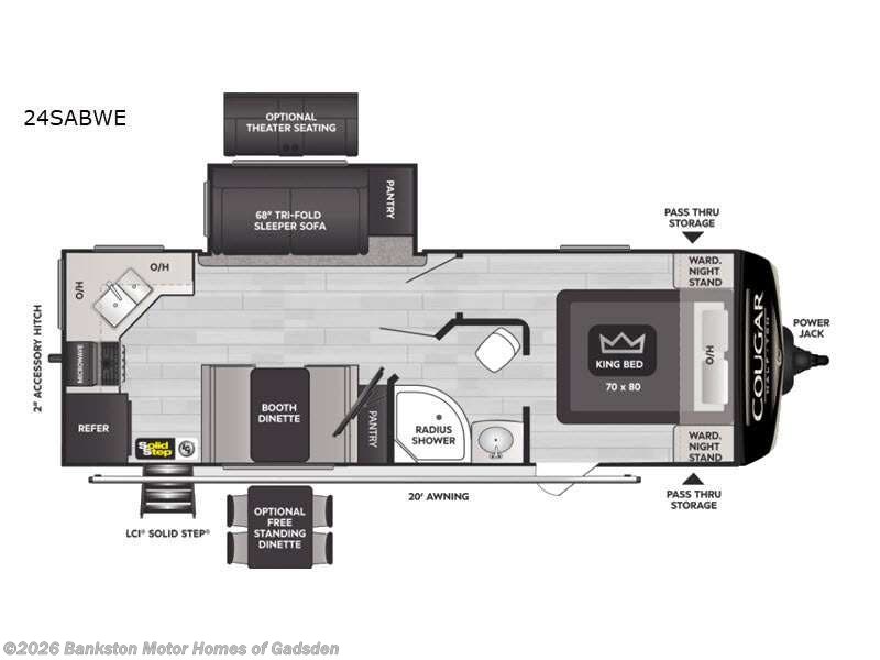 2023 Keystone Cougar Half-Ton 24SABWE - Used Travel Trailer For Sale by Bankston Motor Homes of Gadsden in Attalla, Alabama features Slideout