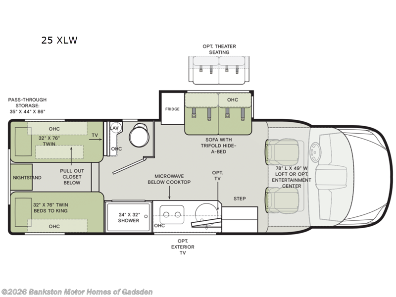 2026 Tiffin Wayfarer 25 XLW - New Class C For Sale by Bankston Motor Homes of Gadsden in Attalla, Alabama features Slideout