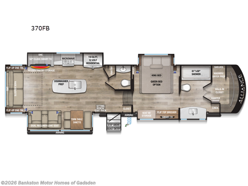 2026 Alliance RV Paradigm 370FB - New Fifth Wheel For Sale by Bankston Motor Homes of Gadsden in Attalla, Alabama features Slideout