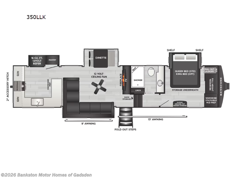 2026 Keystone Cougar 350LLK - New Fifth Wheel For Sale by Bankston Motor Homes of Gadsden in Attalla, Alabama features Slideout