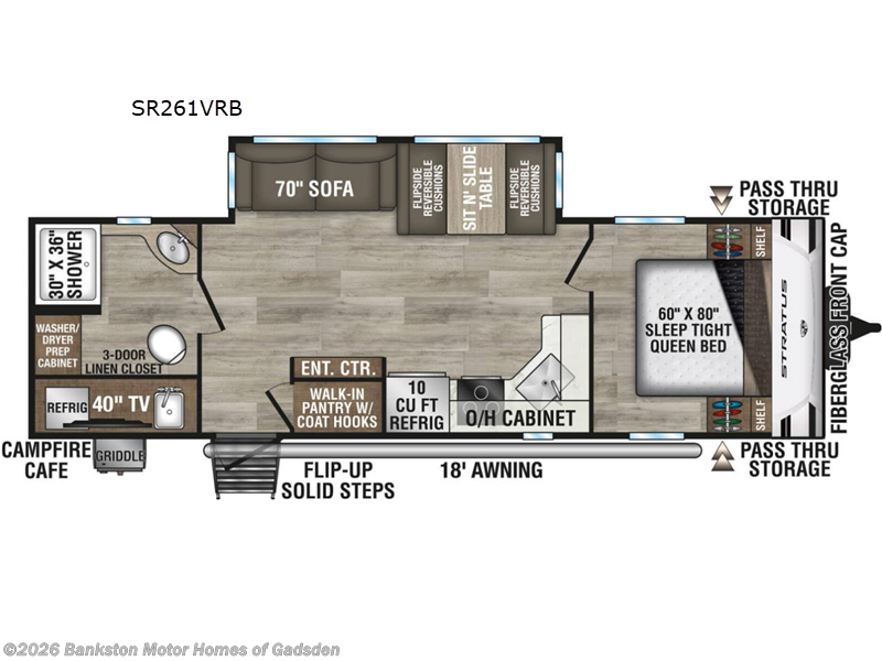 2026 Venture RV Stratus SR261VRB - New Travel Trailer For Sale by Bankston Motor Homes of Gadsden in Attalla, Alabama features Slideout
