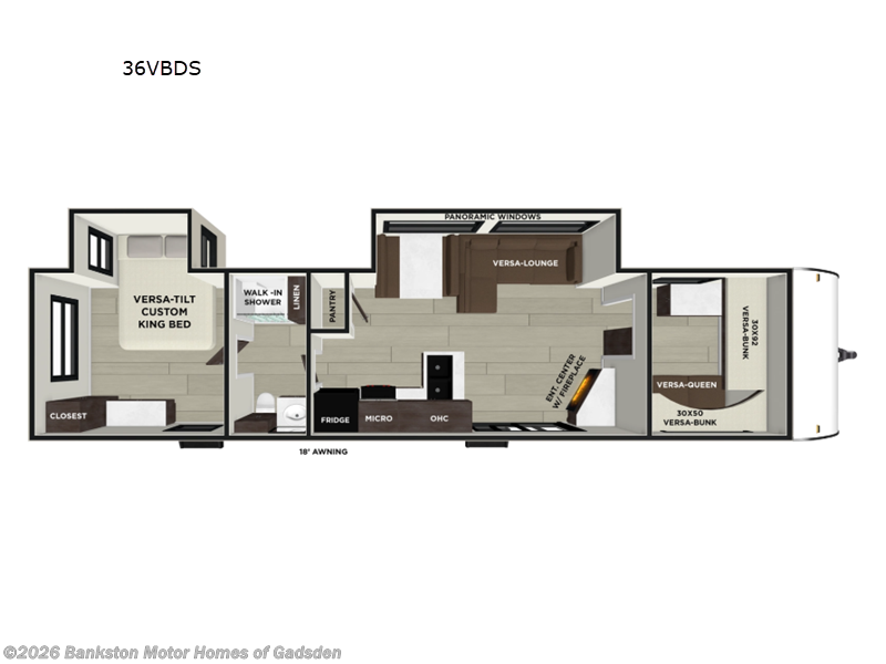 2026 Forest River Wildwood 36VBDS - New Travel Trailer For Sale by Bankston Motor Homes of Gadsden in Attalla, Alabama features Slideout