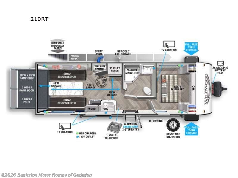 2022 Forest River Wildwood FSX 210RT - Used Toy Hauler For Sale by Bankston Motor Homes of Gadsden in Attalla, Alabama