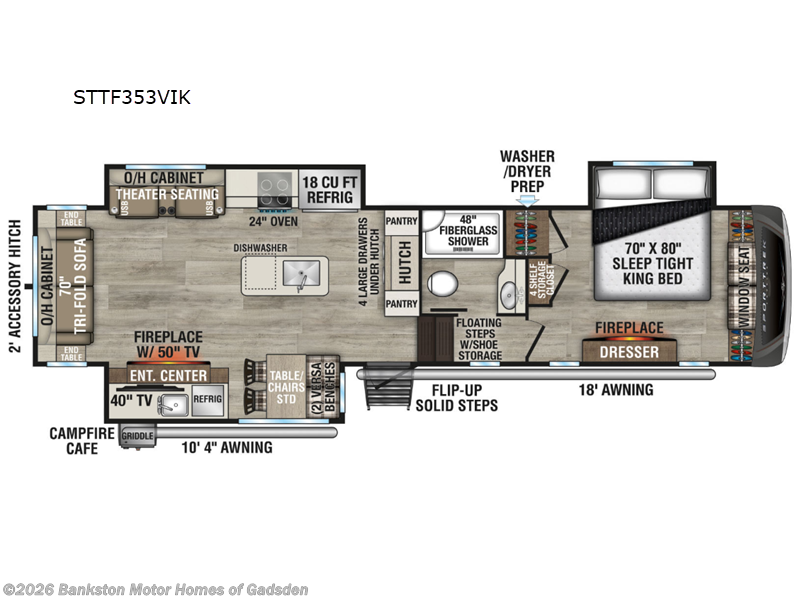 2027 Venture RV SportTrek Touring Edition STTF353VIK - New Fifth Wheel For Sale by Bankston Motor Homes of Gadsden in Attalla, Alabama features Slideout
