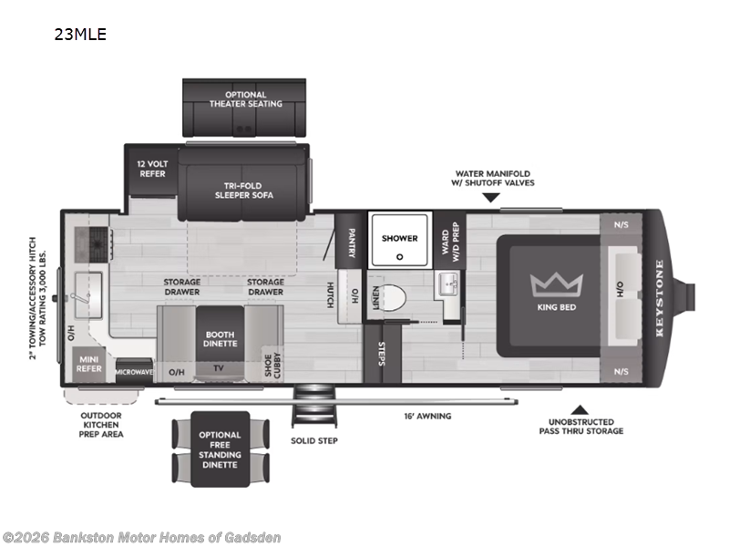 2027 Keystone Cougar Half-Ton 23MLE - New Fifth Wheel For Sale by Bankston Motor Homes of Gadsden in Attalla, Alabama features Slideout
