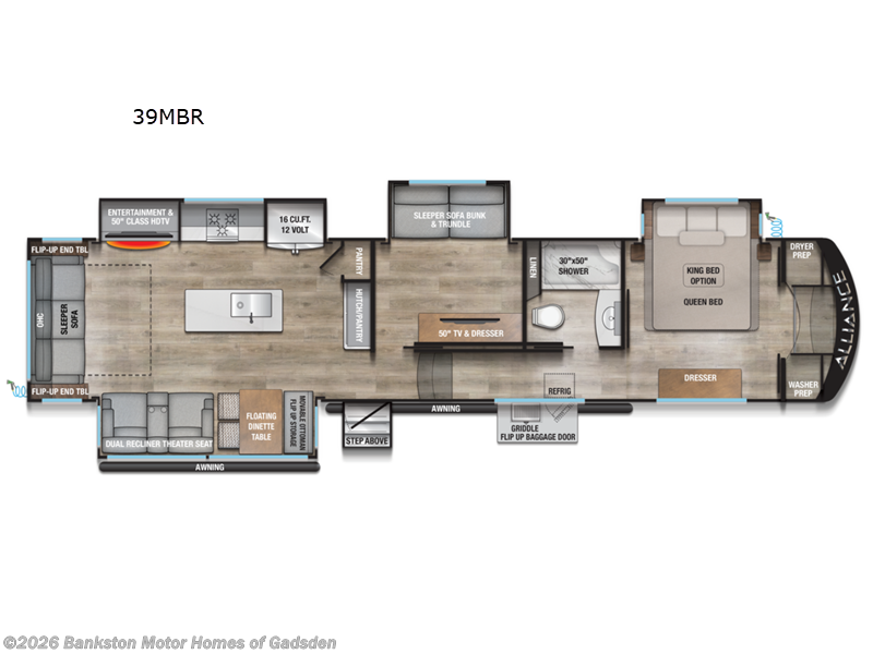 2027 Alliance RV Avenue 39MBR - New Fifth Wheel For Sale by Bankston Motor Homes of Gadsden in Attalla, Alabama features Slideout