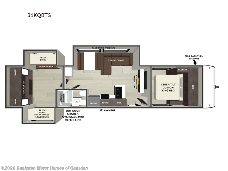 2026 Forest River Wildwood 31KQBTS - New Travel Trailer For Sale by Bankston Motor Homes of Gadsden in Attalla, Alabama features Slideout