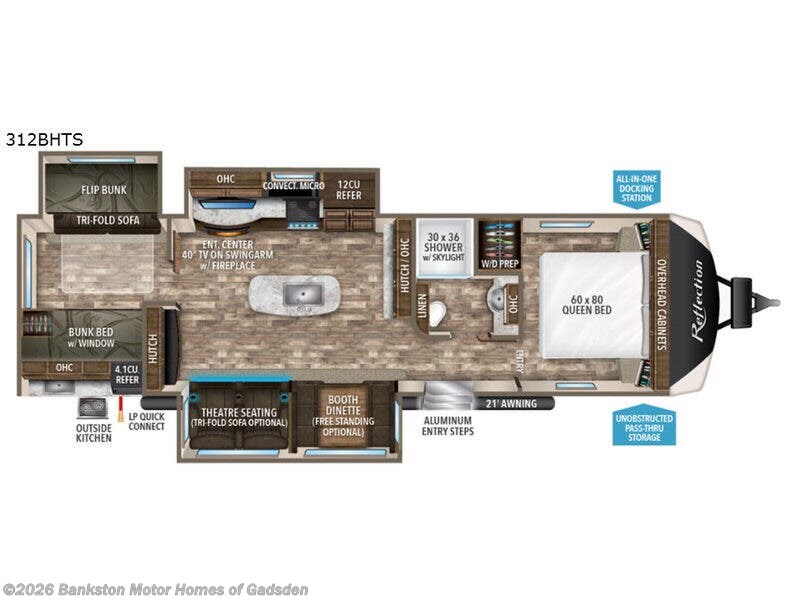 2019 Grand Design Reflection 312BHTS - Used Travel Trailer For Sale by Bankston Motor Homes of Gadsden in Attalla, Alabama features Slideout