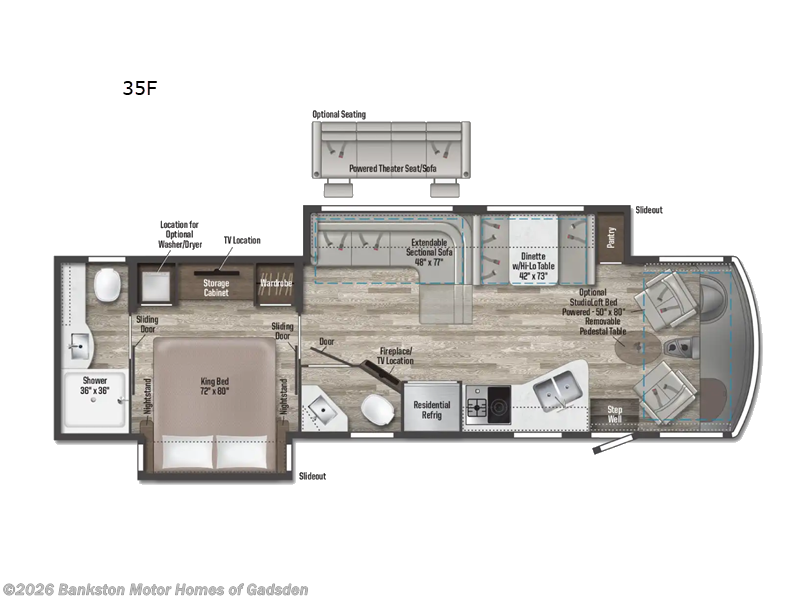 2024 Winnebago Adventurer 35F - New Class A For Sale by Bankston Motor Homes of Gadsden in Attalla, Alabama features Slideout