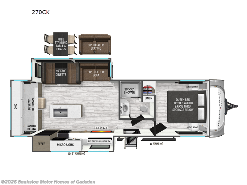 2027 Heartland North Trail 270CK - New Travel Trailer For Sale by Bankston Motor Homes of Gadsden in Attalla, Alabama features Slideout