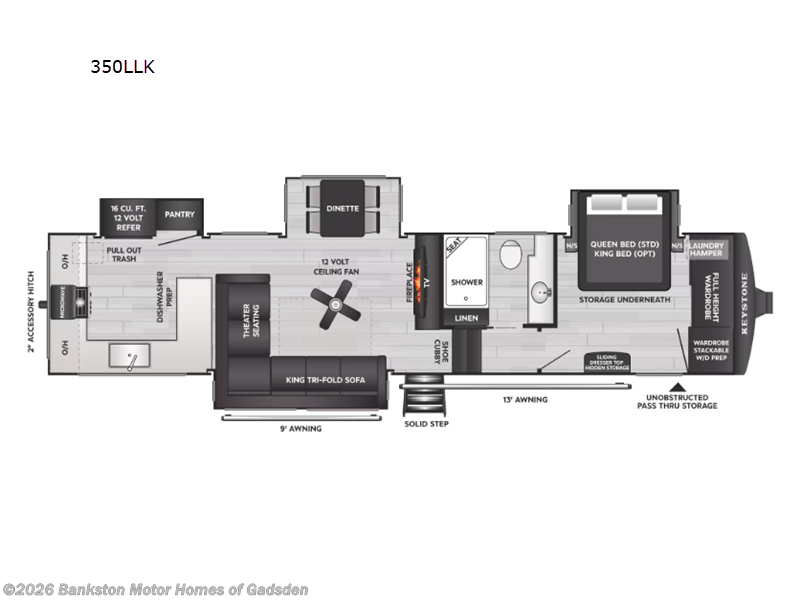 2027 Keystone Cougar 350LLK - New Fifth Wheel For Sale by Bankston Motor Homes of Gadsden in Attalla, Alabama features Slideout
