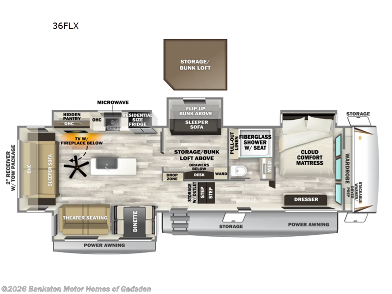 2027 Forest River Sabre 36FLX - New Fifth Wheel For Sale by Bankston Motor Homes of Gadsden in Attalla, Alabama features Slideout