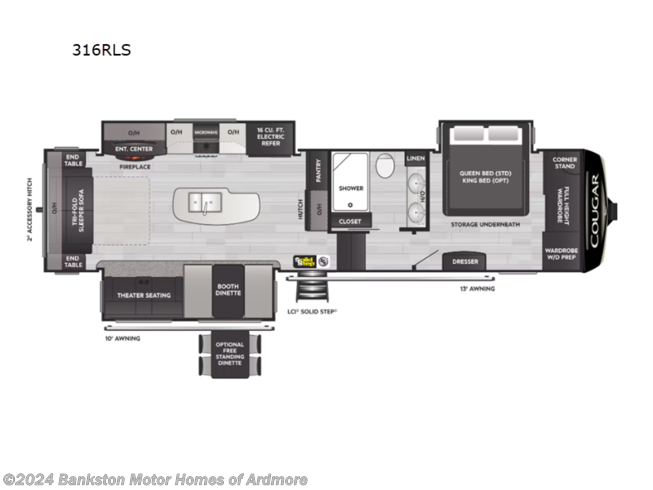 2024 Keystone Cougar 316RLS - New Fifth Wheel For Sale by Bankston Motor Homes of Ardmore in Ardmore, Tennessee