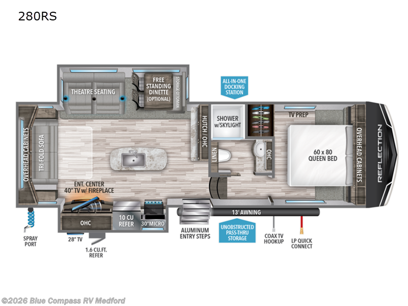 2022 Grand Design Reflection 150 Series 280RS - Used Fifth Wheel For Sale by Blue Compass RV Medford in Medford, Oregon features Slideout