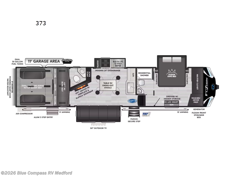 2025 Keystone Fuzion 373 - Used Toy Hauler For Sale by Blue Compass RV Medford in Medford, Oregon features Slideout
