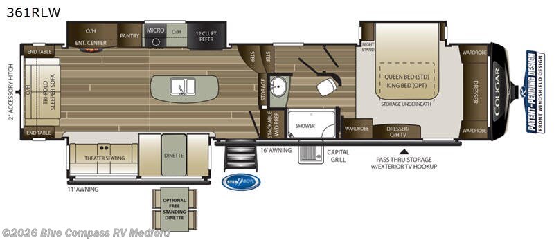 2020 Keystone Cougar 361RLW - Used Fifth Wheel For Sale by Blue Compass RV Medford in Medford, Oregon features Slideout