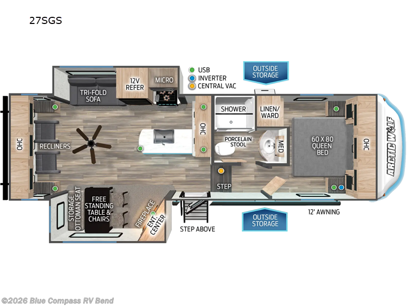 2024 Forest River Cherokee Arctic Wolf 27SGS - Used Travel Trailer For Sale by Blue Compass RV Bend in Bend, Oregon features Slideout