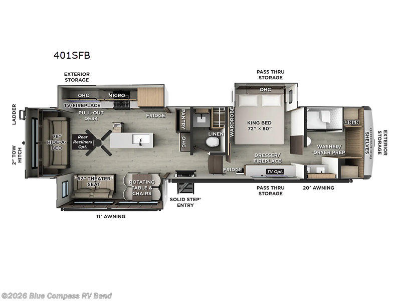 2026 Forest River Rockwood Signature 401SFB - New Fifth Wheel For Sale by Blue Compass RV Bend in Bend, Oregon features Slideout
