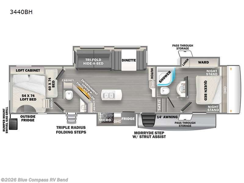 2022 Forest River Sandpiper 3440BH - Used Fifth Wheel For Sale by Blue Compass RV Bend in Bend, Oregon features Slideout