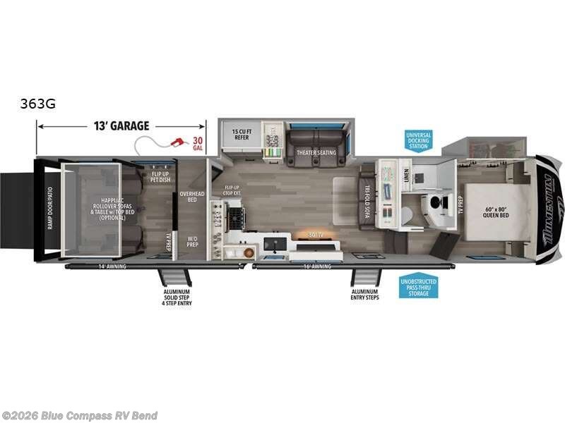 2027 Grand Design Momentum G-Class 363G - New Toy Hauler For Sale by Blue Compass RV Bend in Bend, Oregon features Slideout