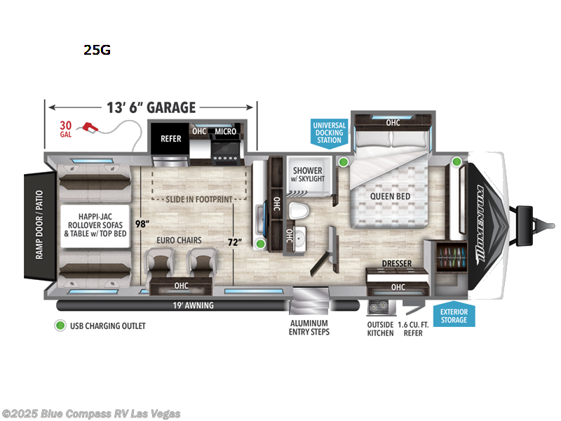 2022 Grand Design Momentum G-Class 25G - Used Toy Hauler For Sale by Blue Compass RV Las Vegas in Las Vegas, Nevada features Slideout