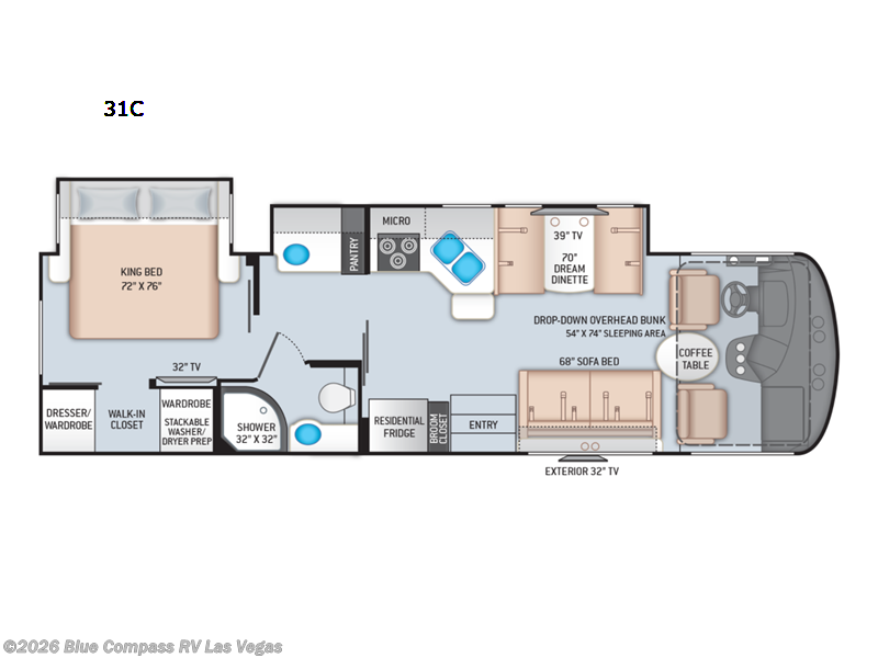 2022 Thor Motor Coach Hurricane 31C - Used Class A For Sale by Blue Compass RV Las Vegas in Las Vegas, Nevada features Slideout