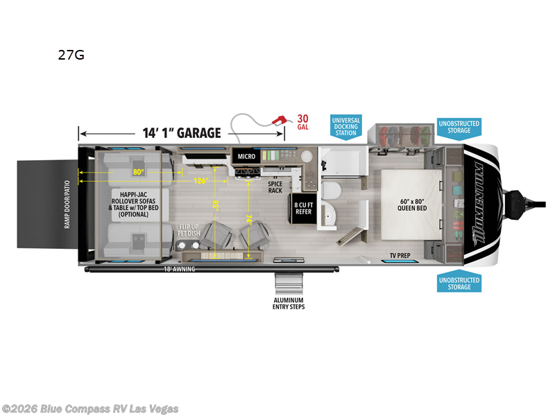 2025 Grand Design Momentum G-Class 27G - New Toy Hauler For Sale by Blue Compass RV Las Vegas in Las Vegas, Nevada features Slideout