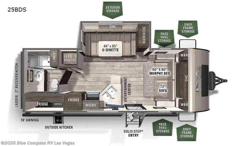 2021 Forest River Flagstaff Micro Lite 25BDS - Used Travel Trailer For Sale by Blue Compass RV Las Vegas in Las Vegas, Nevada features Slideout