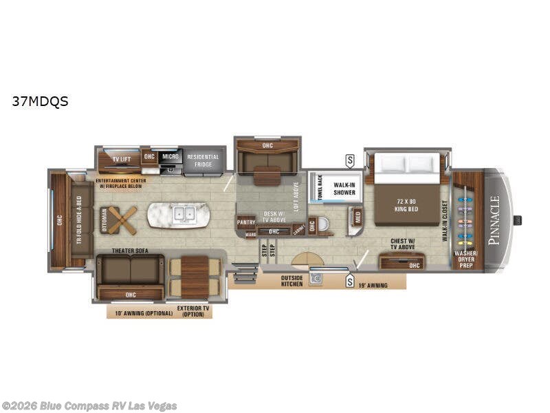 2019 Jayco Pinnacle 37MDQS - Used Fifth Wheel For Sale by Blue Compass RV Las Vegas in Las Vegas, Nevada features Slideout