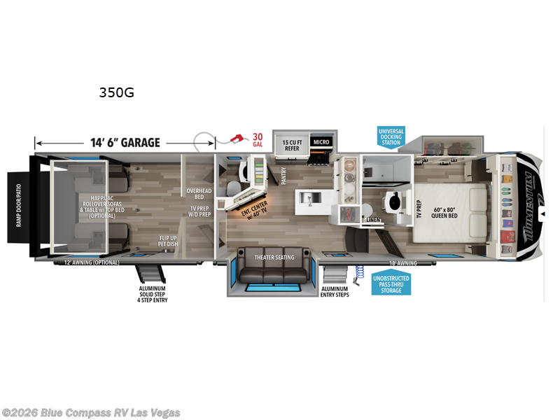 2027 Grand Design Momentum G-Class 350G - New Toy Hauler For Sale by Blue Compass RV Las Vegas in Las Vegas, Nevada features Slideout