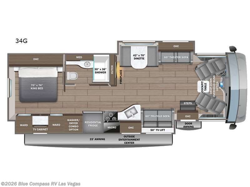 2027 Jayco Precept 34G - New Class A For Sale by Blue Compass RV Las Vegas in Las Vegas, Nevada features Slideout