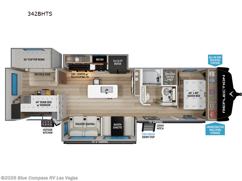 2027 Grand Design Reflection 342BHTS - New Travel Trailer For Sale by Blue Compass RV Las Vegas in Las Vegas, Nevada features Slideout